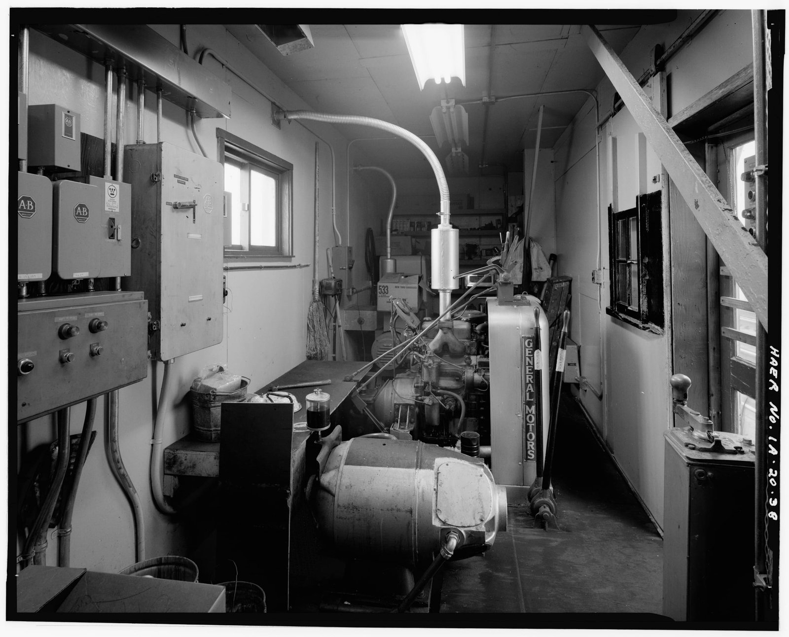 Inside machinery house, previous bridge